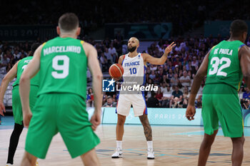 2024-07-27 - Evan Fournier of France, Basketball, Men's Group Phase - Group B between France and Brazil during the Olympic Games Paris 2024 on 27 July 2024 in Villeneuve-d'Ascq near Lille, France - OLYMPIC GAMES PARIS 2024 - 27/07 - OLYMPIC GAMES PARIS 2024 - OLYMPIC GAMES