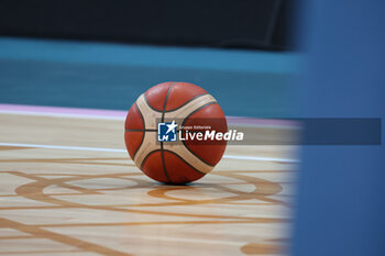 2024-07-27 - Official match ball, Basketball, Men's Group Phase - Group B between France and Brazil during the Olympic Games Paris 2024 on 27 July 2024 in Villeneuve-d'Ascq near Lille, France - OLYMPIC GAMES PARIS 2024 - 27/07 - OLYMPIC GAMES PARIS 2024 - OLYMPIC GAMES