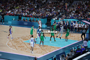 2024-07-27 - Mathias Lessort of France, Basketball, Men's Group Phase - Group B between France and Brazil during the Olympic Games Paris 2024 on 27 July 2024 in Villeneuve-d'Ascq near Lille, France - OLYMPIC GAMES PARIS 2024 - 27/07 - OLYMPIC GAMES PARIS 2024 - OLYMPIC GAMES