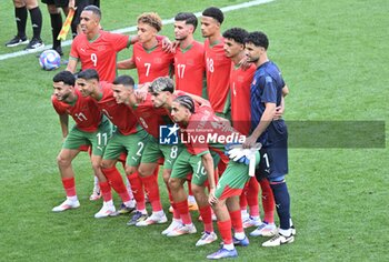 2024-07-27 - Team of Morocco, Football, Men's Group B between Ukraine and Morocco during the Olympic Games Paris 2024 on 27 July 2024 at Geoffroy-Guichard Stadium in Saint-Etienne, France - OLYMPIC GAMES PARIS 2024 - 27/07 - OLYMPIC GAMES PARIS 2024 - OLYMPIC GAMES