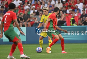 2024-07-27 - Maksym Khlan (Ukraine), Football, Men's Group B between Ukraine and Morocco during the Olympic Games Paris 2024 on 27 July 2024 at Geoffroy-Guichard Stadium in Saint-Etienne, France - OLYMPIC GAMES PARIS 2024 - 27/07 - OLYMPIC GAMES PARIS 2024 - OLYMPIC GAMES