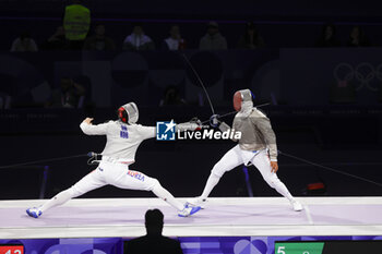 2024-07-27 - OH Sanguk of Republic of Korea, FERJANI Fares of Tunisia, Men's Sabre Individual Fencing during the Olympic Games Paris 2024 on 27 July 2024 at Le Grand Palais in Paris, France - OLYMPIC GAMES PARIS 2024 - 27/07 - OLYMPIC GAMES PARIS 2024 - OLYMPIC GAMES