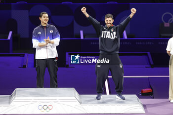 2024-07-27 - OH Sanguk of Republic of Korea, FERJANI Fares of Tunisia, SAMELE Luigi of Italy, podium, Men's Sabre Individual Fencing during the Olympic Games Paris 2024 on 27 July 2024 at Le Grand Palais in Paris, France - OLYMPIC GAMES PARIS 2024 - 27/07 - OLYMPIC GAMES PARIS 2024 - OLYMPIC GAMES