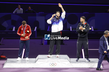 2024-07-27 - OH Sanguk of Republic of Korea, FERJANI Fares of Tunisia, SAMELE Luigi of Italy, podium, Men's Sabre Individual Fencing during the Olympic Games Paris 2024 on 27 July 2024 at Le Grand Palais in Paris, France - OLYMPIC GAMES PARIS 2024 - 27/07 - OLYMPIC GAMES PARIS 2024 - OLYMPIC GAMES