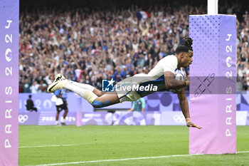 2024-07-27 - Jefferson-Lee Joseph (France) scores a try, Rugby Sevens, Men's final between France and Fiji during the Olympic Games Paris 2024 on 27 July 2024 at Stade de France in Saint-Denis, France - OLYMPIC GAMES PARIS 2024 - 27/07 - OLYMPIC GAMES PARIS 2024 - OLYMPIC GAMES