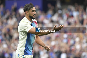 2024-07-27 - Rayan Rebbadj (France) celebrates the victory, Rugby Sevens, Men's final between France and Fiji during the Olympic Games Paris 2024 on 27 July 2024 at Stade de France in Saint-Denis, France - OLYMPIC GAMES PARIS 2024 - 27/07 - OLYMPIC GAMES PARIS 2024 - OLYMPIC GAMES