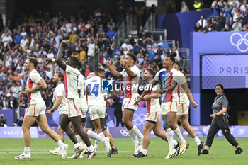 2024-07-27 - French players celebrate the victory, Rugby Sevens, Men's final between France and Fiji during the Olympic Games Paris 2024 on 27 July 2024 at Stade de France in Saint-Denis, France - OLYMPIC GAMES PARIS 2024 - 27/07 - OLYMPIC GAMES PARIS 2024 - OLYMPIC GAMES