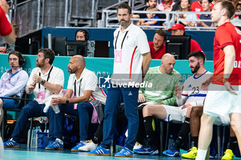 2024-07-27 - Head coach Guillaume Gille (France), Handball, Men's Preliminary Round Group B between Denmark and France during the Olympic Games Paris 2024 on 27 July 2024 at South Paris Arena 6 in Paris, France - OLYMPIC GAMES PARIS 2024 - 27/07 - OLYMPIC GAMES PARIS 2024 - OLYMPIC GAMES