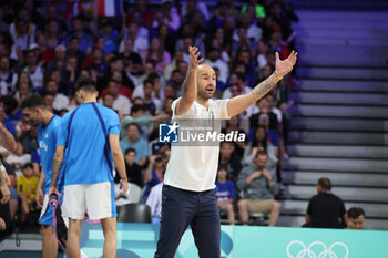 2024-07-27 - Head coach Vassilis Spanoulis of Greece, Basketball, Men's Group Phase - Group A between Greece and Canada during the Olympic Games Paris 2024 on 27 July 2024 in Villeneuve-d'Ascq near Lille, France - OLYMPIC GAMES PARIS 2024 - 27/07 - OLYMPIC GAMES PARIS 2024 - OLYMPIC GAMES