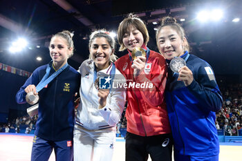 2024-07-27 - Tara Babulfath ( Sweden ) and Shirine Boukli ( France ) Bronze, Natsumi Tsunoda ( JPN ) Gold, Baasankhuu Bavuudorj ( MGL ) Silver, Judo, Women -48 kg during the Olympic Games Paris 2024 on 27 July 2024 at Arena Champ de Mars in Paris, France - OLYMPIC GAMES PARIS 2024 - 27/07 - OLYMPIC GAMES PARIS 2024 - OLYMPIC GAMES