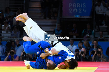 2024-07-27 - Yeldos Smetov ( KAZ ) and Luka Mkheidze ( FRA ), Judo, Men -60 kg Final during the Olympic Games Paris 2024 on 27 July 2024 at Arena Champ de Mars in Paris, France - OLYMPIC GAMES PARIS 2024 - 27/07 - OLYMPIC GAMES PARIS 2024 - OLYMPIC GAMES