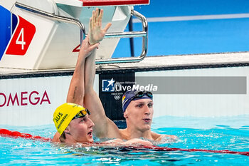 2024-07-27 - Winnington Elijah of Australia and Maertens Lukas of Germany competing in the Men's 400m Freestyle Final during Day 1 of Swimming during the Olympic Games Paris 2024 on 27 July 2024 at Paris La Defense Arena in Paris, France - OLYMPIC GAMES PARIS 2024 - 27/07 - OLYMPIC GAMES PARIS 2024 - OLYMPIC GAMES