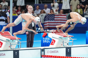 2024-07-27 - Caspar Corbeau of the Netherlands, Arno Kamminga of the Netherlands competing in the Men's 100m Breaststroke - Semi-final during Day 1 of Swimming during the Olympic Games Paris 2024 on 27 July 2024 at Paris La Defense Arena in Paris, France - OLYMPIC GAMES PARIS 2024 - 27/07 - OLYMPIC GAMES PARIS 2024 - OLYMPIC GAMES