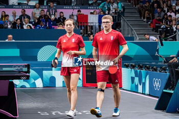 2024-07-27 - Alexis Lebrun and Jia Nan Yuan (FRA), Mixed doubles round of 16, Table Tennis, during the Olympic Games Paris 2024 on 27 July 2024 at South Paris Arena 4 in Paris, France - OLYMPIC GAMES PARIS 2024 - 27/07 - OLYMPIC GAMES PARIS 2024 - OLYMPIC GAMES