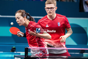 2024-07-27 - Jia Nan Yuan and Alexis Lebrun (FRA), Mixed doubles round of 16, Table Tennis, during the Olympic Games Paris 2024 on 27 July 2024 at South Paris Arena 4 in Paris, France - OLYMPIC GAMES PARIS 2024 - 27/07 - OLYMPIC GAMES PARIS 2024 - OLYMPIC GAMES