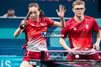 2024-07-27 - Jia Nan Yuan and Alexis Lebrun (FRA), Mixed doubles round of 16, Table Tennis, during the Olympic Games Paris 2024 on 27 July 2024 at South Paris Arena 4 in Paris, France - OLYMPIC GAMES PARIS 2024 - 27/07 - OLYMPIC GAMES PARIS 2024 - OLYMPIC GAMES