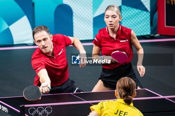 2024-07-27 - Ovidiu Ionescu and Bernadette Szocs (ROU), Mixed doubles round of 16, Table Tennis, during the Olympic Games Paris 2024 on 27 July 2024 at South Paris Arena 4 in Paris, France - OLYMPIC GAMES PARIS 2024 - 27/07 - OLYMPIC GAMES PARIS 2024 - OLYMPIC GAMES