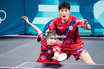 2024-07-27 - Hina Hayata and Tomokazu Harimoto (JPN), Mixed doubles round of 16, Table Tennis, during the Olympic Games Paris 2024 on 27 July 2024 at South Paris Arena 4 in Paris, France - OLYMPIC GAMES PARIS 2024 - 27/07 - OLYMPIC GAMES PARIS 2024 - OLYMPIC GAMES