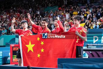 2024-08-09 - China Gold medal, Table Tennis, Men's Team during the Olympic Games Paris 2024 on 9 August 2024 at South Paris Arena in Paris, France - OLYMPIC GAMES PARIS 2024 - 09/08 - OLYMPIC GAMES PARIS 2024 - OLYMPIC GAMES