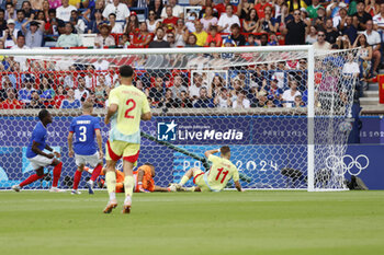 2024-08-09 - Fermín López of Spain scores a goal, Football, Men's Gold Medal Match between France and Spain during the Olympic Games Paris 2024 on 9 August 2024 at Parc des Princes in Paris, France - OLYMPIC GAMES PARIS 2024 - 09/08 - OLYMPIC GAMES PARIS 2024 - OLYMPIC GAMES