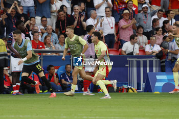 2024-08-09 - Sergio Camello of Spain celebrates his goal, Football, Men's Gold Medal Match between France and Spain during the Olympic Games Paris 2024 on 9 August 2024 at Parc des Princes in Paris, France - OLYMPIC GAMES PARIS 2024 - 09/08 - OLYMPIC GAMES PARIS 2024 - OLYMPIC GAMES