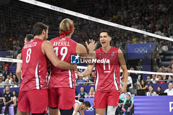 2024-08-09 - Micah Christenson (USA), Volleyball, Men's Bronze Medal Match between Italy and United States during the Olympic Games Paris 2024 on 9 August 2024 at South Paris Arena in Paris, France - OLYMPIC GAMES PARIS 2024 - 09/08 - OLYMPIC GAMES PARIS 2024 - OLYMPIC GAMES