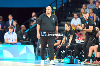 2024-08-09 - Coach Rachid Meziane of Belgium, Basketball, Women's Semifinal between France and Belgium during the Olympic Games Paris 2024 on 9 August 2024 at Bercy Arena in Paris, France - OLYMPIC GAMES PARIS 2024 - 09/08 - OLYMPIC GAMES PARIS 2024 - OLYMPIC GAMES