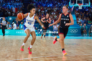 2024-08-09 - Leïla Lacan of France and Elise Ramette of Belgium, Basketball, Women's Semifinal between France and Belgium during the Olympic Games Paris 2024 on 9 August 2024 at Bercy Arena in Paris, France - OLYMPIC GAMES PARIS 2024 - 09/08 - OLYMPIC GAMES PARIS 2024 - OLYMPIC GAMES