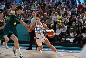 2024-08-09 - Kelsey Plum (USA) and Cayla George (AUS), Basketball, Women's Semifinal between United States and Australia during the Olympic Games Paris 2024 on 9 August 2024 at Bercy Arena in Paris, France - OLYMPIC GAMES PARIS 2024 - 09/08 - OLYMPIC GAMES PARIS 2024 - OLYMPIC GAMES