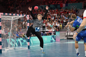 2024-08-09 - Emil Nielsen (Denmark), Handball, Men's Semifinal between Slovenia and Denmark during the Olympic Games Paris 2024 on 9 August 2024 at Pierre Mauroy stadium in Villeneuve-d'Ascq near Lille, France - OLYMPIC GAMES PARIS 2024 - 09/08 - OLYMPIC GAMES PARIS 2024 - OLYMPIC GAMES