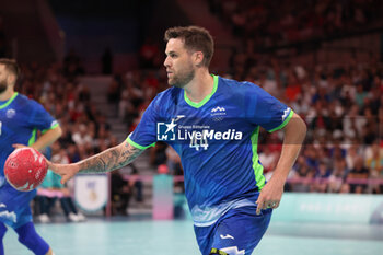 2024-08-09 - Dean Bombac (Slovenia), Handball, Men's Semifinal between Slovenia and Denmark during the Olympic Games Paris 2024 on 9 August 2024 at Pierre Mauroy stadium in Villeneuve-d'Ascq near Lille, France - OLYMPIC GAMES PARIS 2024 - 09/08 - OLYMPIC GAMES PARIS 2024 - OLYMPIC GAMES