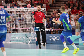 2024-08-09 - Urban Lesjak (Slovenia), Handball, Men's Semifinal between Slovenia and Denmark during the Olympic Games Paris 2024 on 9 August 2024 at Pierre Mauroy stadium in Villeneuve-d'Ascq near Lille, France - OLYMPIC GAMES PARIS 2024 - 09/08 - OLYMPIC GAMES PARIS 2024 - OLYMPIC GAMES