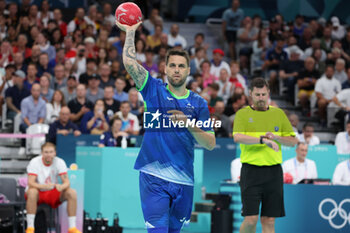 2024-08-09 - Dean Bombac (Slovenia), Handball, Men's Semifinal between Slovenia and Denmark during the Olympic Games Paris 2024 on 9 August 2024 at Pierre Mauroy stadium in Villeneuve-d'Ascq near Lille, France - OLYMPIC GAMES PARIS 2024 - 09/08 - OLYMPIC GAMES PARIS 2024 - OLYMPIC GAMES