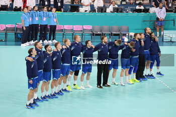 2024-08-09 - Team Slovenia, Handball, Men's Semifinal between Slovenia and Denmark during the Olympic Games Paris 2024 on 9 August 2024 at Pierre Mauroy stadium in Villeneuve-d'Ascq near Lille, France - OLYMPIC GAMES PARIS 2024 - 09/08 - OLYMPIC GAMES PARIS 2024 - OLYMPIC GAMES