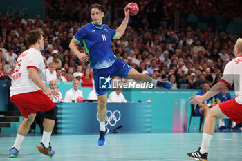 2024-08-09 - Jure Dolenec (Slovenia), Handball, Men's Semifinal between Slovenia and Denmark during the Olympic Games Paris 2024 on 9 August 2024 at Pierre Mauroy stadium in Villeneuve-d'Ascq near Lille, France - OLYMPIC GAMES PARIS 2024 - 09/08 - OLYMPIC GAMES PARIS 2024 - OLYMPIC GAMES