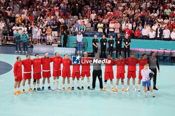 2024-08-09 - Team Denmark, Handball, Men's Semifinal between Slovenia and Denmark during the Olympic Games Paris 2024 on 9 August 2024 at Pierre Mauroy stadium in Villeneuve-d'Ascq near Lille, France - OLYMPIC GAMES PARIS 2024 - 09/08 - OLYMPIC GAMES PARIS 2024 - OLYMPIC GAMES