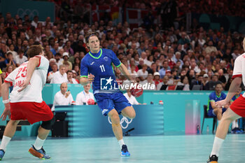 2024-08-09 - Jure Dolenec (Slovenia), Handball, Men's Semifinal between Slovenia and Denmark during the Olympic Games Paris 2024 on 9 August 2024 at Pierre Mauroy stadium in Villeneuve-d'Ascq near Lille, France - OLYMPIC GAMES PARIS 2024 - 09/08 - OLYMPIC GAMES PARIS 2024 - OLYMPIC GAMES