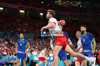 2024-08-09 - Magnus Landin Jacobsen (Denmark), Handball, Men's Semifinal between Slovenia and Denmark during the Olympic Games Paris 2024 on 9 August 2024 at Pierre Mauroy stadium in Villeneuve-d'Ascq near Lille, France - OLYMPIC GAMES PARIS 2024 - 09/08 - OLYMPIC GAMES PARIS 2024 - OLYMPIC GAMES