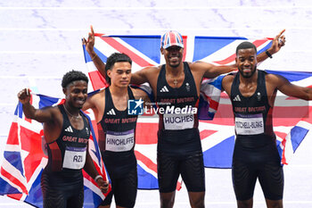 2024-08-09 - AZU Jeremiah, HINCHLIFFE Louie, HUGHES Zharnel, MITCHELL BLAKE Nethaneel ( Team Great Britain ) Bronze medal, Athletics, Men's 4 x 100m Relay Final during the Olympic Games Paris 2024 on 9 August 2024 at Stade de France in Saint-Denis near Paris, France - OLYMPIC GAMES PARIS 2024 - 09/08 - OLYMPIC GAMES PARIS 2024 - OLYMPIC GAMES