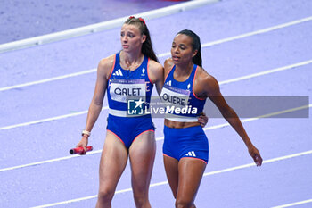 2024-08-09 - OLIERE Orlann ( FRA ) and GALET Chloe ( FRA ), Athletics, Women's 4 x 100m Relay Final during the Olympic Games Paris 2024 on 9 August 2024 at Stade de France in Saint-Denis near Paris, France - OLYMPIC GAMES PARIS 2024 - 09/08 - OLYMPIC GAMES PARIS 2024 - OLYMPIC GAMES