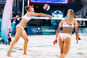 2024-08-09 - Tanja Hueberli and Nina Brunner (SUI), Beach Volleyball, Women's Bronze Medal Match between Australia and Switzerland during the Olympic Games Paris 2024 on 9 August 2024 at Eiffel Tower Stadium in Paris, France - OLYMPIC GAMES PARIS 2024 - 09/08 - OLYMPIC GAMES PARIS 2024 - OLYMPIC GAMES