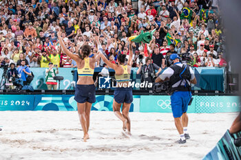 2024-08-09 - Ana Patricia Silva Ramos and Eduarda Santos Lisboa (BRA) Gold medal, Beach Volleyball, Women's during the Olympic Games Paris 2024 on 9 August 2024 at Eiffel Tower Stadium in Paris, France - OLYMPIC GAMES PARIS 2024 - 09/08 - OLYMPIC GAMES PARIS 2024 - OLYMPIC GAMES