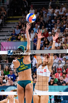 2024-08-09 - Taliqua Clancy (AUS) and Tanja Hueberli (SUI), Beach Volleyball, Women's Bronze Medal Match between Australia and Switzerland during the Olympic Games Paris 2024 on 9 August 2024 at Eiffel Tower Stadium in Paris, France - OLYMPIC GAMES PARIS 2024 - 09/08 - OLYMPIC GAMES PARIS 2024 - OLYMPIC GAMES