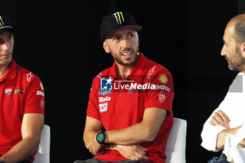 2024-06-12 - press conference for the presentation of the WDW World Ducati Week scheduled at the Misano racetrack between 26 and 29 July 2024 - with CEO Claudio Domenicali, MotoGP riders Pecco Bagnaia and Enea Bastianini, Toni Cairoli of the new Ducati cross team. Bologna, June 12, 2024, Ducati Factory in borgo Panigale - WORLD DUCATI WEEK PRESENTATION - OTHER - MOTORS