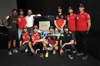 2024-06-12 - press conference for the presentation of the WDW World Ducati Week scheduled at the Misano racetrack between 26 and 29 July 2024 - with CEO Claudio Domenicali, MotoGP riders Pecco Bagnaia and Enea Bastianini, Toni Cairoli of the new Ducati cross team. Bologna, June 12, 2024, Ducati Factory in borgo Panigale - WORLD DUCATI WEEK PRESENTATION - OTHER - MOTORS