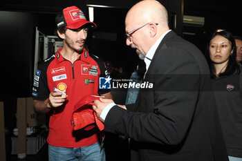 2024-06-12 - press conference for the presentation of the WDW World Ducati Week scheduled at the Misano racetrack between 26 and 29 July 2024 - with CEO Claudio Domenicali, MotoGP riders Pecco Bagnaia and Enea Bastianini, Toni Cairoli of the new Ducati cross team. Bologna, June 12, 2024, Ducati Factory in borgo Panigale - WORLD DUCATI WEEK PRESENTATION - OTHER - MOTORS