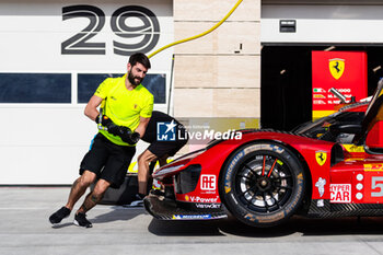 2024-02-23 - 51 PIER GUIDI Alessandro (ita), CALADO James (gbr), GIOVINAZZI Antonio (ita), Ferrari AF Corse, Ferrari 499P #51, pitstop practice during the Prologue of the 2024 FIA World Endurance Championship, from February 24 to 26, 2024 on the Losail International Circuit in Lusail, Qatar - FIA WEC - PROLOGUE 2024 - QATAR - ENDURANCE - MOTORS