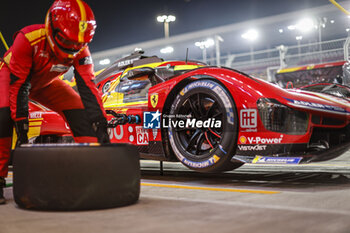 2024-02-26 - 50 FUOCO Antonio (ita), MOLINA Miguel (spa), NIELSEN Nicklas (dnk), Ferrari AF Corse, Ferrari 499P #50, action pit stop during the Prologue of the 2024 FIA World Endurance Championship, from February 24 to 26, 2024 on the Losail International Circuit in Lusail, Qatar - FIA WEC - PROLOGUE 2024 - QATAR - ENDURANCE - MOTORS