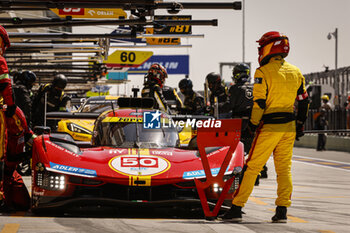2024-02-29 - 50 FUOCO Antonio (ita), MOLINA Miguel (spa), NIELSEN Nicklas (dnk), Ferrari AF Corse, Ferrari 499P #50, pitlane, during the Qatar Airways Qatar 1812 KM, 1st round of the 2024 FIA World Endurance Championship, from February 29 to March 02, 2024 on the Losail International Circuit in Lusail, Qatar - FIA WEC - QATAR AIRWAYS QATAR 1812 KM - ENDURANCE - MOTORS