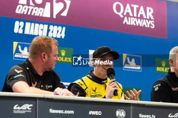 2024-03-01 - Press Conference, VAN ROMPUY Tom (bel), TF Sport, Corvette Z06 GT3.R, portrait during the Qatar Airways Qatar 1812 KM, 1st round of the 2024 FIA World Endurance Championship, from February 29 to March 02, 2024 on the Losail International Circuit in Lusail, Qatar - FIA WEC - QATAR AIRWAYS QATAR 1812 KM - ENDURANCE - MOTORS